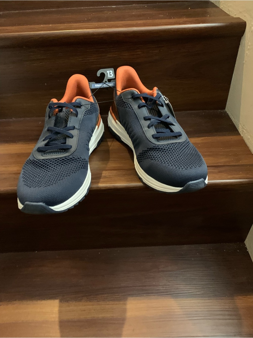 New Men’s George Men's Navy and Orange Athletic Memory Foam Sneakers. Size 13 - Picture 2 of 11